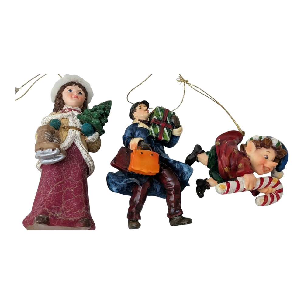 Dickens Themed Ornaments. 3 In Total. Ceramic. Vintage. EUC